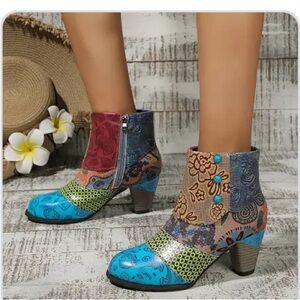 Colorful Patchwork Ankle Boots